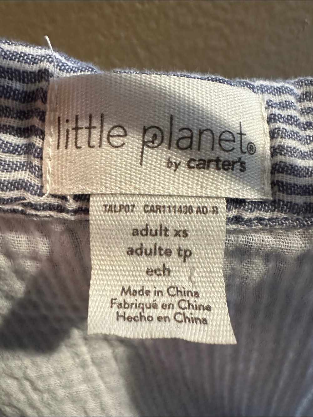 Little Planet by Carter's Light Blue Striped Dress- Adult XS
